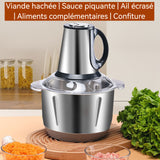 Hachoir a Viande Électrique 500W 6 lames 3 vitesses réglables capacité de 5 L acier inoxydable patin élastique antidérapant