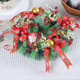 Couronne de bougies de Noël 30*30CM Bougeoir design Simulation d'aiguilles de pin Décoration de bureau Couronne de Noël pour porte