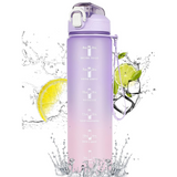 Gourde sport 800ml violet grande capacité étanche couvercle amovible avec paille graduation pour les sports d'été plein air boire