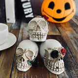 Décoration de crâne d'Halloween 3pcs  Design lumineux  Décoration d'ambiance effrayante Convient à la décoration d'Halloween
