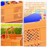 Panier de pique-nique 23,5x17x15,5cm pliable portable panier de pique nique panier de plage corbeille a fruits panier stockage