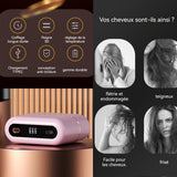 Brosse lissante pour cheveux sans fil 2000mah type-c lcd rose 3 niveaux de réglage conception anti-brûlure pour curling et lissage
