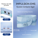 Ceinture chauffante ems peut vibrer ceinture de massage compresse chaude sans fil 106x22cm 3 niveaux réglables chauffant menstruel