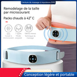 Ceinture chauffante sans fil pour la taille masseur dos chauffant EMS masseur 7 modes usage sportif quotidien matériau doux bleu