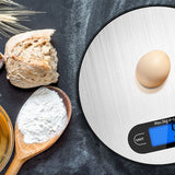 Balance de cuisine Balance ronde de ménage Balance électronique de pâtisserie 1g en acier inoxydable avec affichage LED