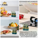 Pots à épices avec bouton de dosage 2PCS avec base de rangement lot de 2 pot a epice boîte d'assaisonnement salière sucrier