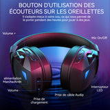 Casque de jeu filaire noir 2.4g casque gaming pour ps5 PC ps4 stéréo avce micro anti-bruit détachable headphone écouteur e-sport