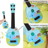 Ukulélé 36x12x4.5cm jouet instrument de musique guitare pour enfants cadeau motif animal éléphant bleu mini-guitarejouets de guitare