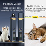 Broyeur à ongles pour chien sans fil 3 vitesses réglables avec affichage numérique et 2 LED coupe-ongles électrique pour animaux