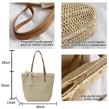 Sacoche 40x15x33cm paille à la mode et polyvalent printemps et été nouveau sac tissé voyage de plage sac à bandoulière personnalisé