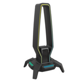 Support casque avec lumière rvb multifonctionnel 3 en 1 avec 3 stations d'accueil USB et 1 port chargement typec et prise casque