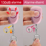 Alarme personnelle 6x4cm alarme porte-clés portable d'extérieur alarme personnelle lumière chargement de type C avec de la lumière