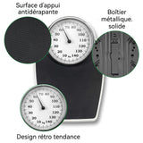 Balance mécanique 42 cm Matériau en caoutchouc antidérapant Capacité maximale de charge 150 kg Stable et durable Cadran extra large