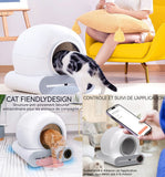 Litiere Chat Autonettoyante 65L Litiere Electrique éLimination des Odeurs Contrôle À Distance Via L'App Et Surveillance De La Santé
