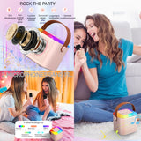 Machine de karaoké 800mah 3,7V bluetooth 5,3 micro karaoke enfant avec 2 microphones lumière LED et effets de changement de voix