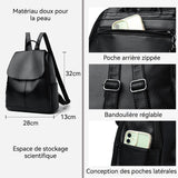Sac à dos 28x13x32cm sac à dos confortable voyage en cuir souple grande capacité dos tendance idéal pour shopping et les voyages