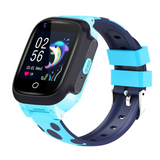 Montre connectée 2G-4G 400mAh SOS appel HD chat vocal emplacement historique positionnement étanchéité réveil multilingue bleu