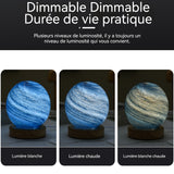 Veilleuse lune verre rechargeable ciel étoilé lampe 3 couleurs dimmable avec socle lampe de chevet cadeau pour adultes et enfants
