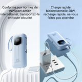 Batterie externe 10000mAh double câble rétractable intégré 22,5W charge rapide et affichage numérique mobile grande capacité bleu