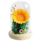 Couverture en verre de tournesol, vraie fleur immortelle, produit fini, ornements pour cadeaux d'anniversaire et de saint-valentin