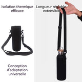 Housse verre d'eau anti-chute et isolation thermique adapté aux tasses de 1500 ml facile à transporter matériau durable noir
