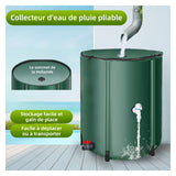 Seau de stockage  de l'eau 200L / 52  Gallon Réservoir pliable Eau de pluie PVC Patio Portable Multi-usage Récupération de l'eau