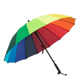 Parapluie arc-en-ciel super grand parapluie automatique à long manche hommes et femmes parapluie à manche droit 16 côtes