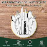 Ensemble de couverts 36 pcs argent acier inoxydable pour 6 personnes contient des couteaux des fourchettes cuillères avec boîte
