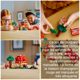Blocs de construction assemblage maison champignon convient aux enfants de plus de 8 ans cadeau d'anniversaire idéal jouets rouge