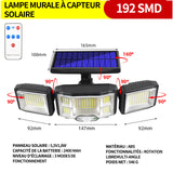 Lampe solaire exterieur 3 modes IP65 lumière solaire avec télécommande solaire exterieur detecteur de eclairage exterieur solaire