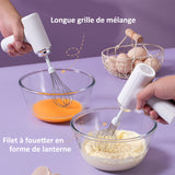 Batteur 13W petit fouet domestique rechargeable sans fil avec 3 modes de travail pour cuisson et gâteaux de batteur electrique