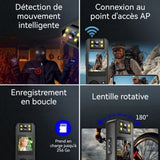 Caméra HD 1080p Objectif rotatif à 180 degrés Compatibilité carte TF 256 Go Détection de mouvement intelligente Caméra d'action