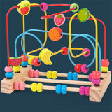Jouet en perles de fruits de dessin animé en bois pour enfants pour développer des blocs de construction de coordination œil-main