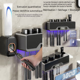 Stérilisateur de brosse à dents 8000mah type-c gris porte-brosse à dents avec 6 emplacements et 3 tasse pour enfants et adultes