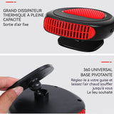Chauffage de voiture 16x12x7,5cm air froid et chaud rotatif à 360 degrés dégivrage et désembuage chauffage réchauffeur de voiture