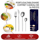 ouverts de table Service 16 pièces 4 couverts par set Ustensiles cuisine adaptés Comprend couverts une fourchette une cuillère