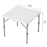 Table pliante 86*86*74 cm carrée table pliante interieur Compact et portable table pliante camping extérieur et intérieur blanche