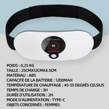 Ceinture menstruelle chauffant avec 9 niveaux température 3 modes de massage pour réchauffer la zone de la taille et de l'abdomen