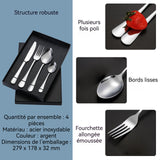 ouverts de table 5PCS sliver 4 set ménagère ensemble de couverts occidentaux en acier inoxydable ustensiles de cuisine vaisselle