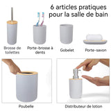 Accessoires de salle de bain 6 pièces un ensemble décoratif élégant et pratique Matériaux de haute qualité pratique durable gris