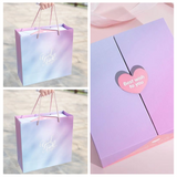 offret cadeau à double porte Love dégradé rose et violet pour la fête des mères un anniversaire un mariage ensemble de sacs