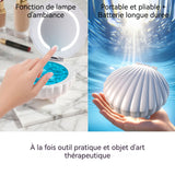 Enceinte Bluetooth 1200mah Projecteur de coquillages et d'océans haut-parleur Bluetooth veilleuse miroir de maquillage blanc