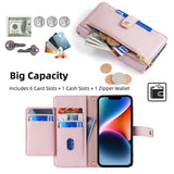 Étui en cuir pour téléphone  iPhone 13   avec lanière courte et longue  Fentes pour cartes multiples  Bouton magnétique sécurisé