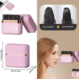 Brosse lissante pour cheveux sans fil 2000mah type-c lcd rose 3 niveaux de réglage conception anti-brûlure pour curling et lissage