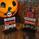 Plaque d'Halloween en bois Décoration 3pcs  8*4*14.5cm Panneau de signalisation  Décoration d'ambiance Décoration d'Halloween