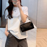 Sac porte-stylo design de niche sac oreiller en peau de vache motif litchi petit sac carré sac à main simple sac aisselle