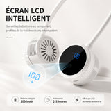 Ventilateur de cou 1000mah Ventilateur à écran LCD pliable portable rechargeable par USB longue autonomie pour l'extérieur blanc