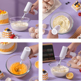 Batteur 13W petit fouet domestique rechargeable sans fil avec 3 modes de travail pour cuisson et gâteaux de batteur electrique