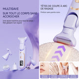 Épilateur ensemble électrique étanche sans fil multifonctionnel 5 en 1 avec 5 accessoires rotation à 180 degrés pour wet et dry