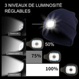 Led bonnet lampe frontale chaud en tricot illuminé chapeau lumineux pour la pêche en plein air bonnet technique rechargeabilité